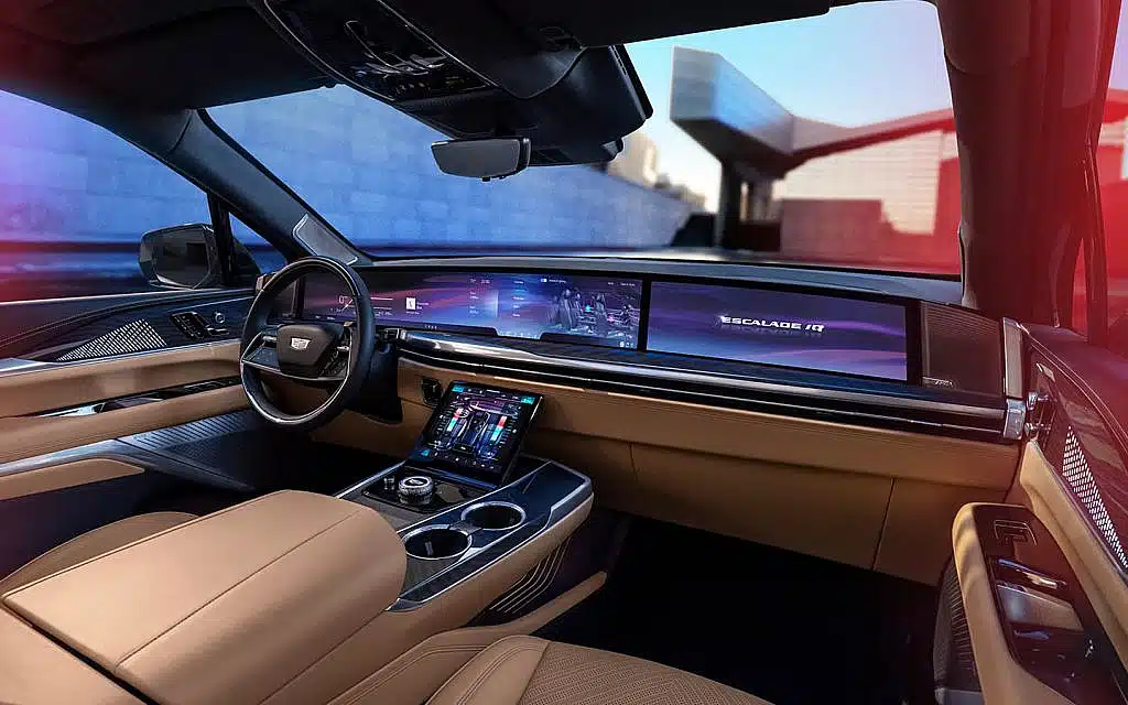 A luxurious interior with a 55-inch wide LED screen