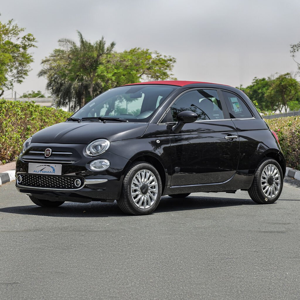 2024 Fiat 500 Cabrio Vesuvio Black Black interior (Red Roof)