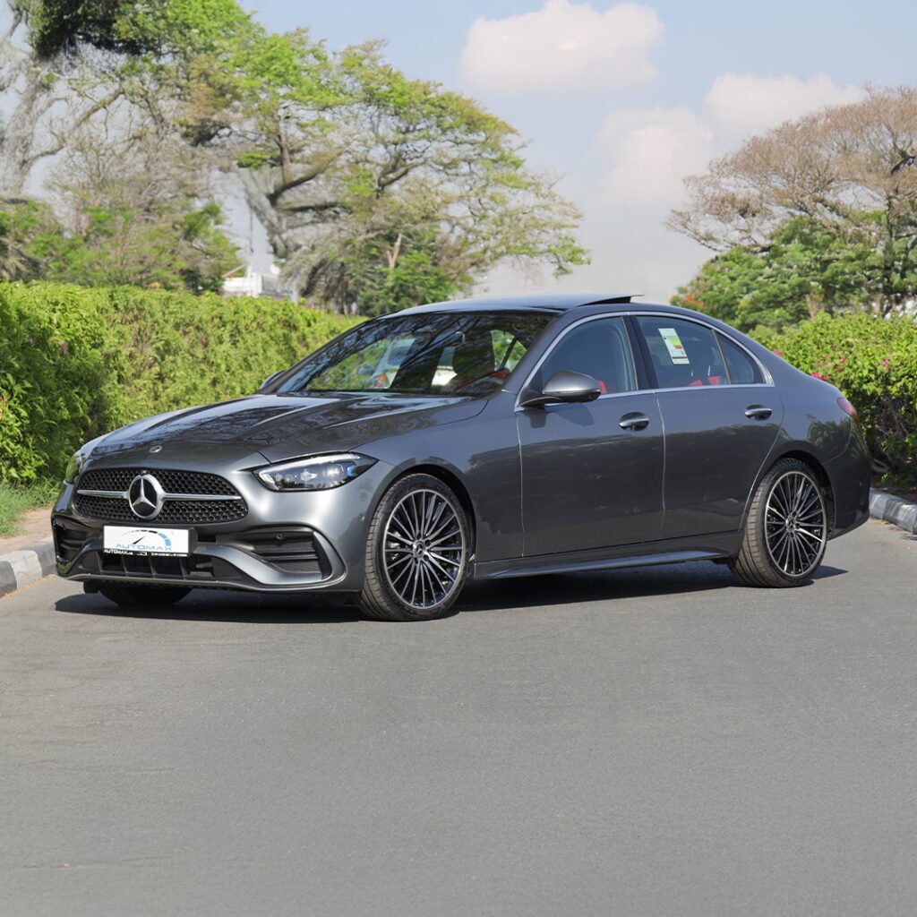 2025 Mercedes Benz C200 AMG Premium Plus Selenite Grey Red Interior Wood Dashboard