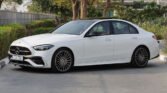 2025 Mercedes Benz C200 AMG Premium Plus Polar White Tan Interior Piano Dashboard Night Package